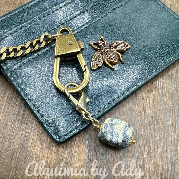 Yellow turquoise key/card holder keychain/amulet protection good luck - Picture 1 of 1